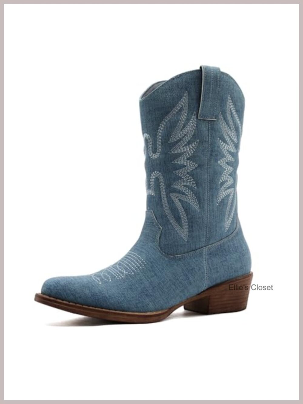 Globalwin Women's Mid-Calf Western Cowboy Boots Faux Leather Square Toe